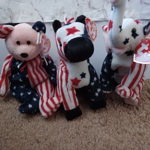 TY Patriotic Beanie Baby Set